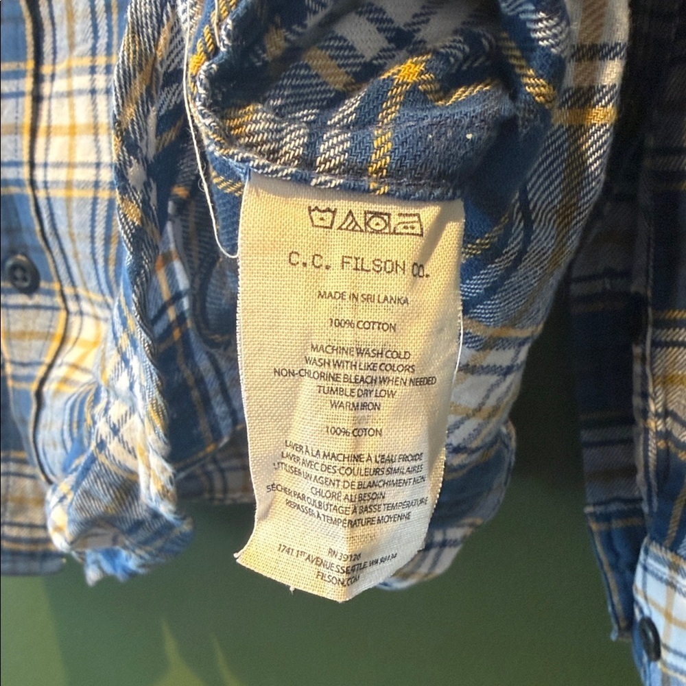 Filson Casual Blue and White Plaid Shirt - Picture 4 of 5